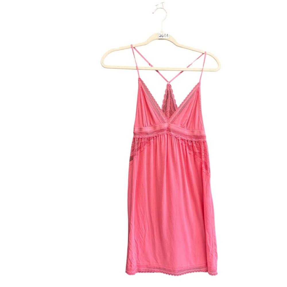 Victoria’s Secret Strappy Lace Trim Slip Festival Babydoll Dress Medium Pink